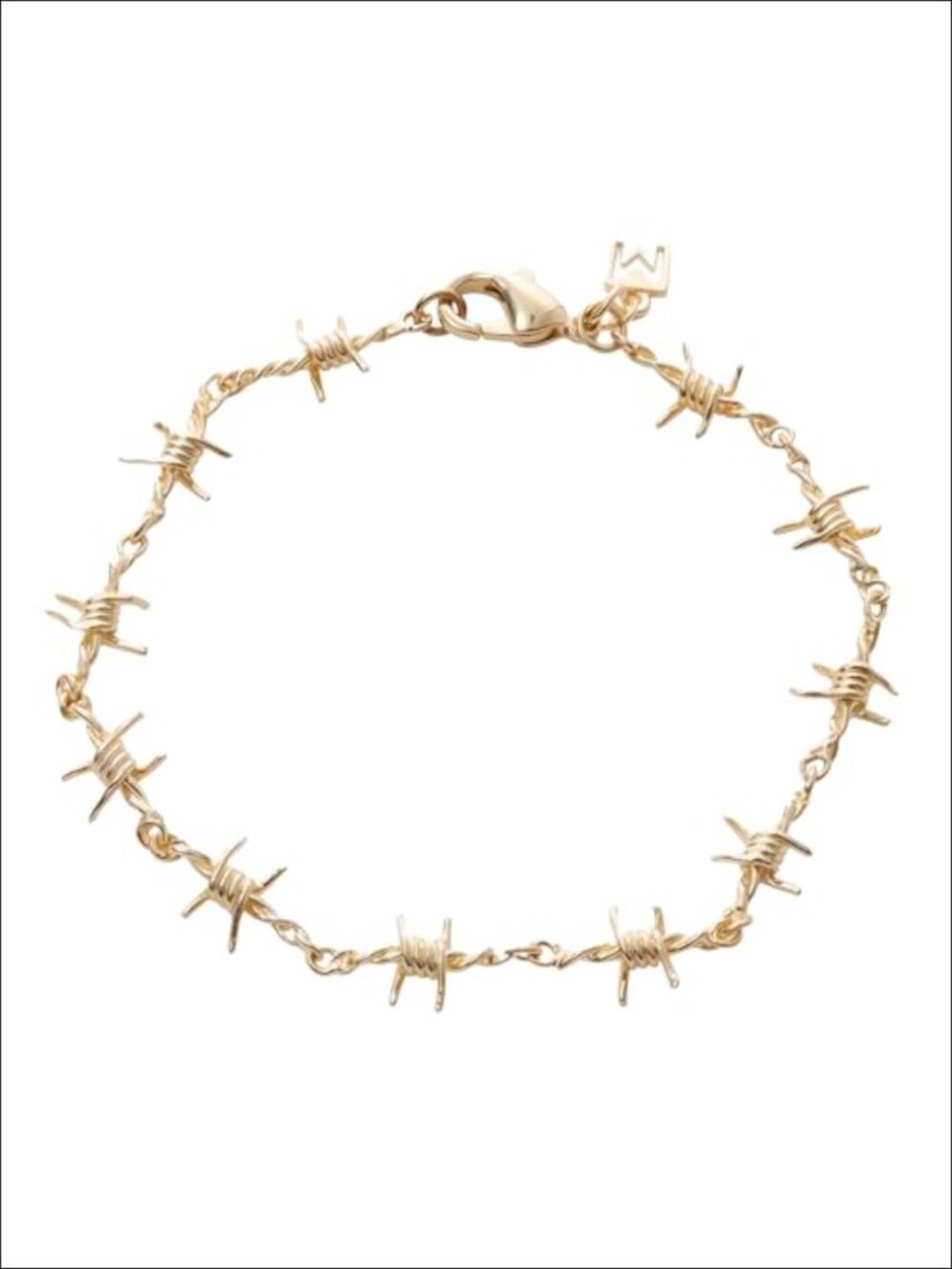 18K Gold Plated Barbed Wire Link Bracelet with Lobster Clasp - Gothic Punk